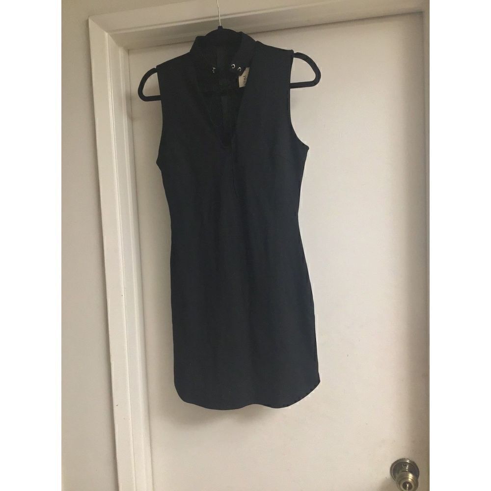 NWT~Forever 21 Black Sleeveless Lace Up High Neck Mini Dress Sz Large